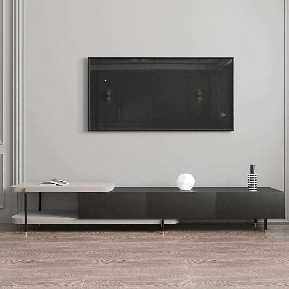 Post-modern Rectangular Extendable TV Console with Drawers window image