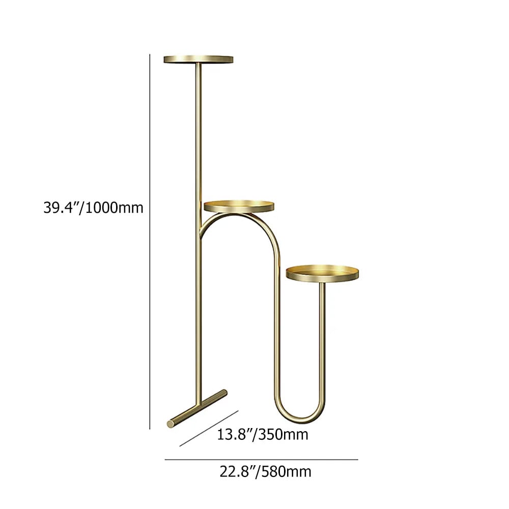 3-Tier Nordic Plant Stand Metal Floral Stand with Tray Shelving in Golden