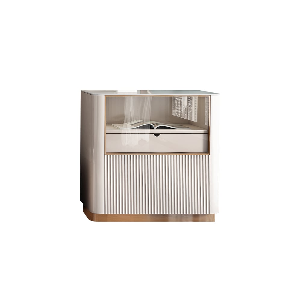 Rectangular Side Cabinet with Drawers & Shelves in White window image