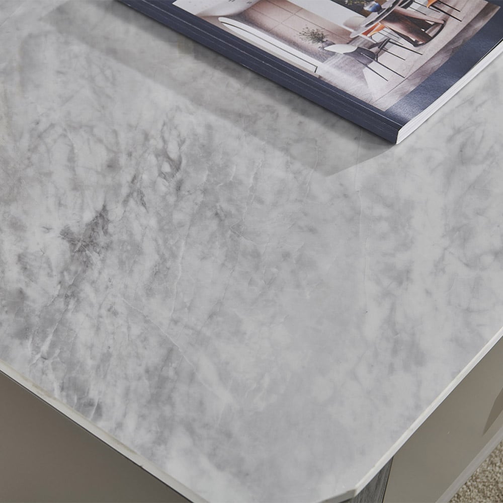 51.2" Contemporary Gray Rectangular Coffee Table with Storage Sintered Stone Top window image