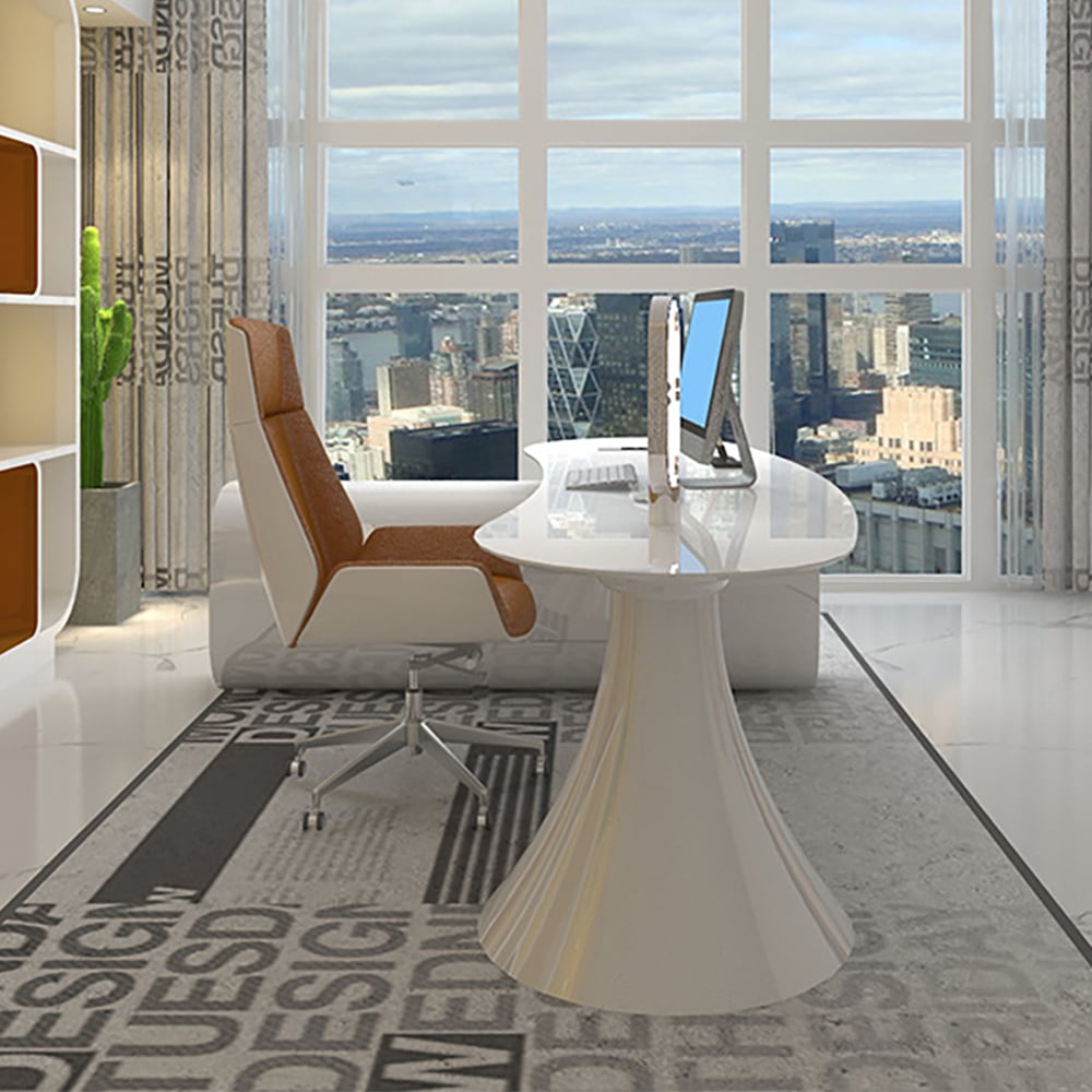 Bureau de bureau de bureau créatif en forme de L blanc moderne 1800 mm, bureau de rangement, main gauche image de fenêtre