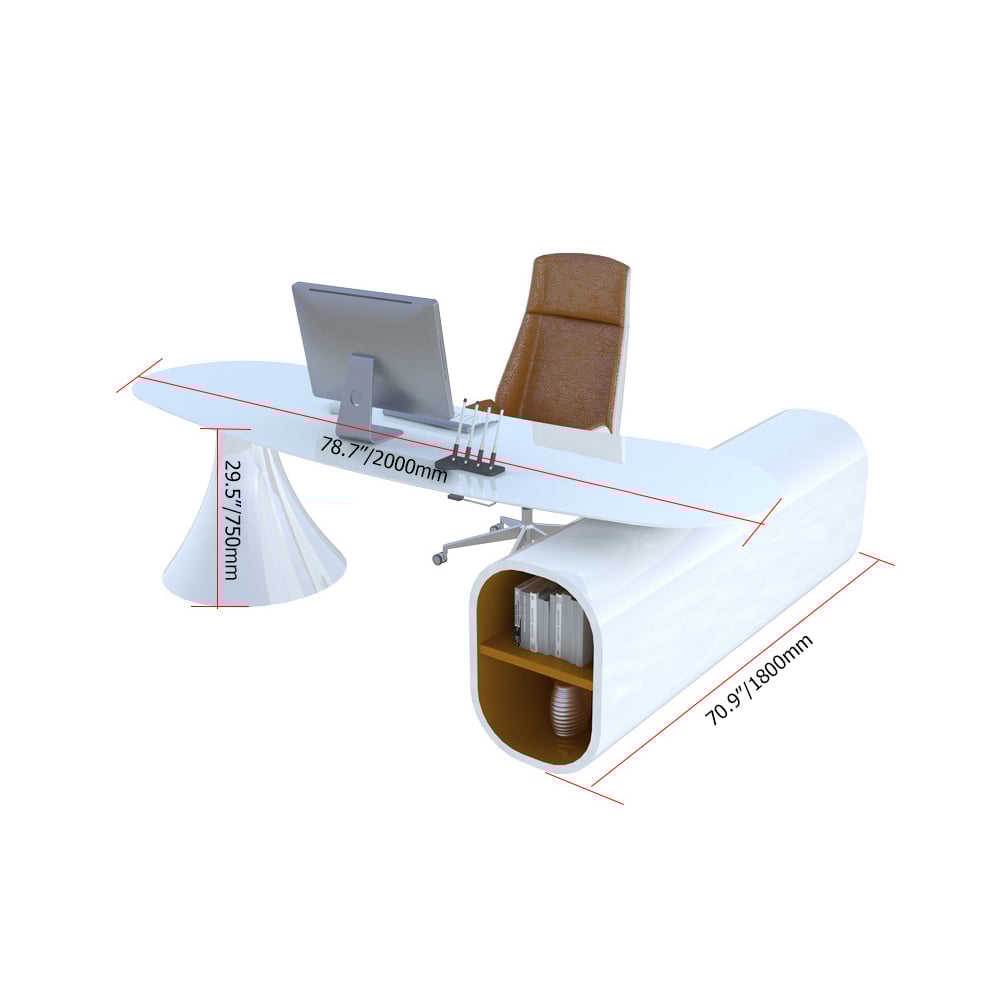 78.7" Modern White Creative L-Shape Executive Desk Office Storage Desk Left Hand weights dimensions image