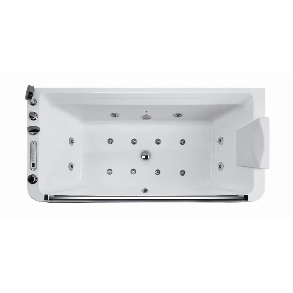 67" LED Acrylic Rectangle Whirlpool Water Massage 3 Sided Apron Bathtub with Waterfall