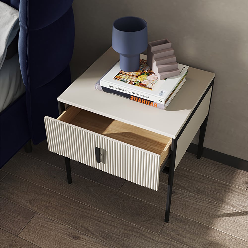 Modern Minimalist Bedside Table with 1 Drawer Nightstand window image