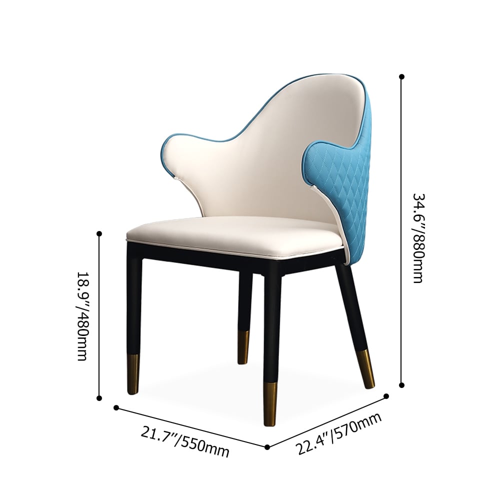 Mid-Century Microfiber Leather Dining Chair Upholstered in Blue window image