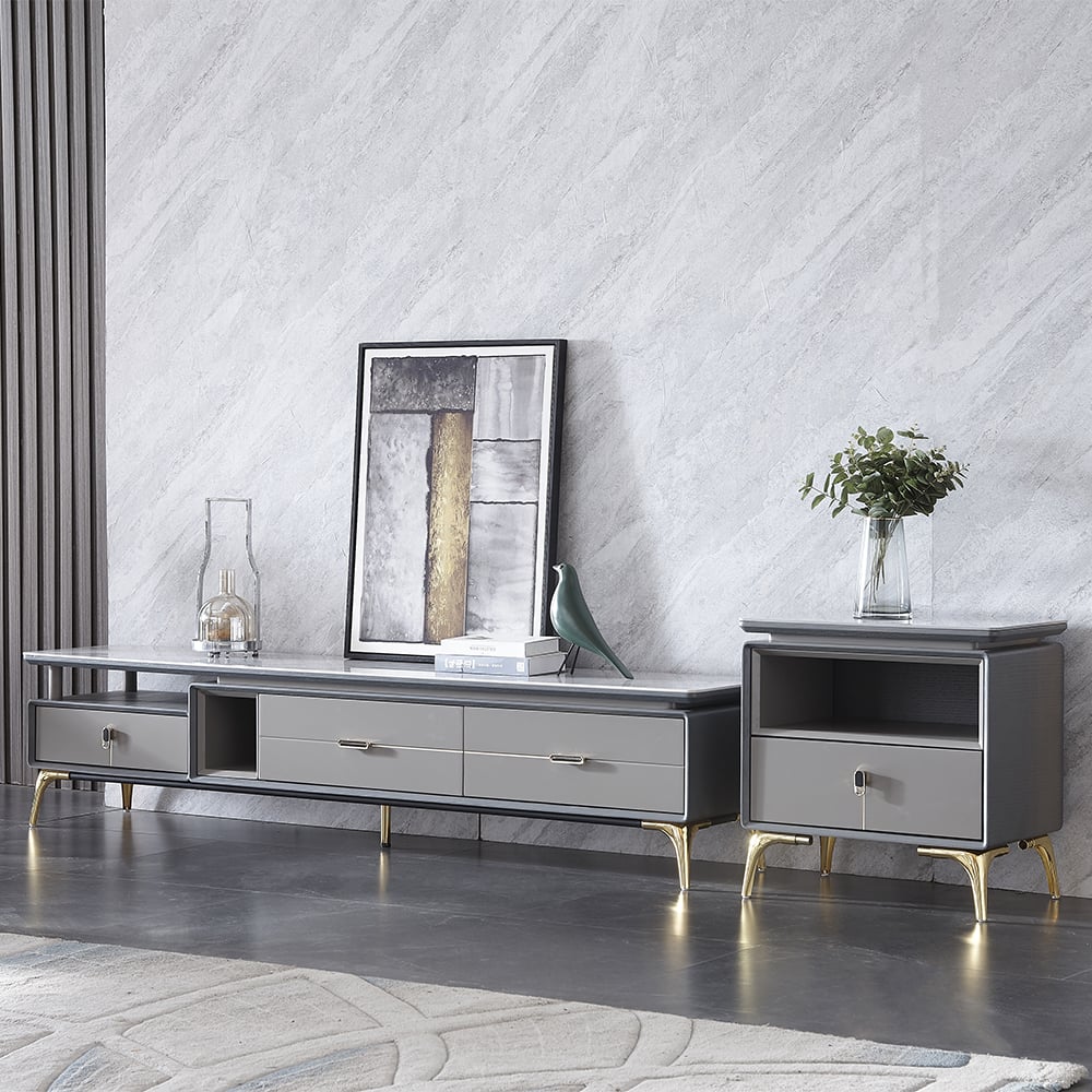 Post-modern Rectangular Coffee Table & TV Console & Side Cabinet Set of 3 window image