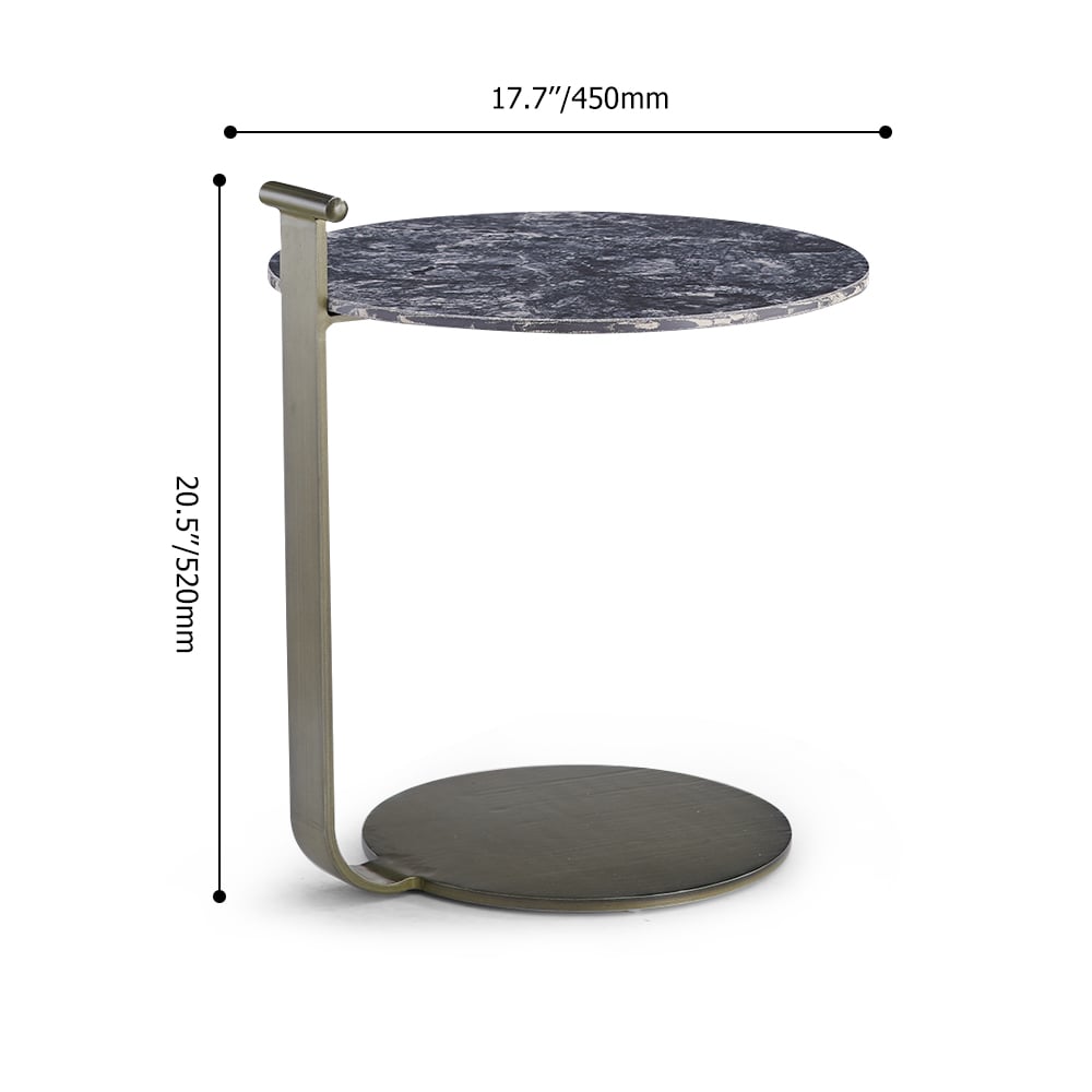 C-Shaped Marble-Top Stainless Steel Side Table End Table window image