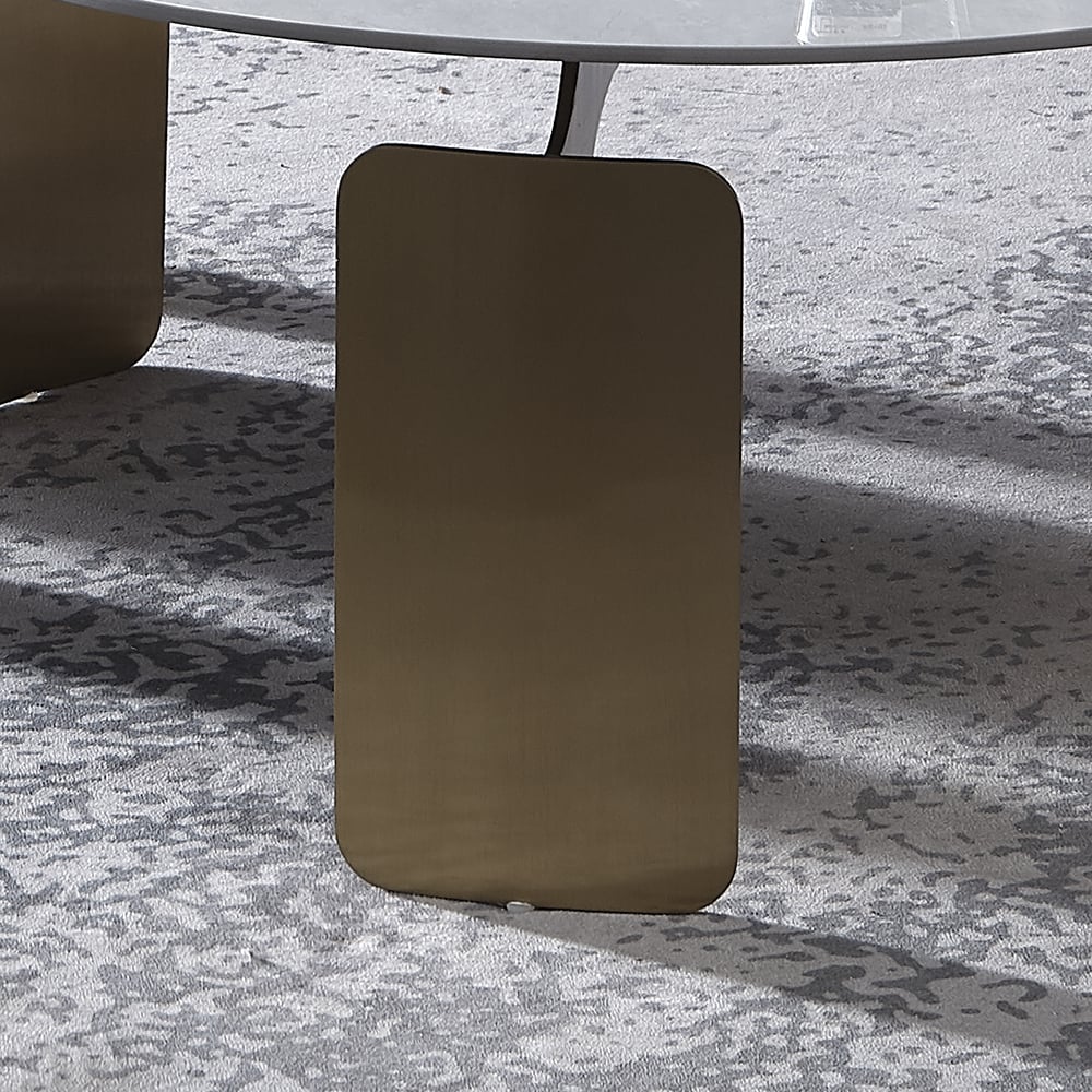 Modern Sintered Stone Top Coffee Table Stainless Steel Base Round Coffee Table Set of 2 window image