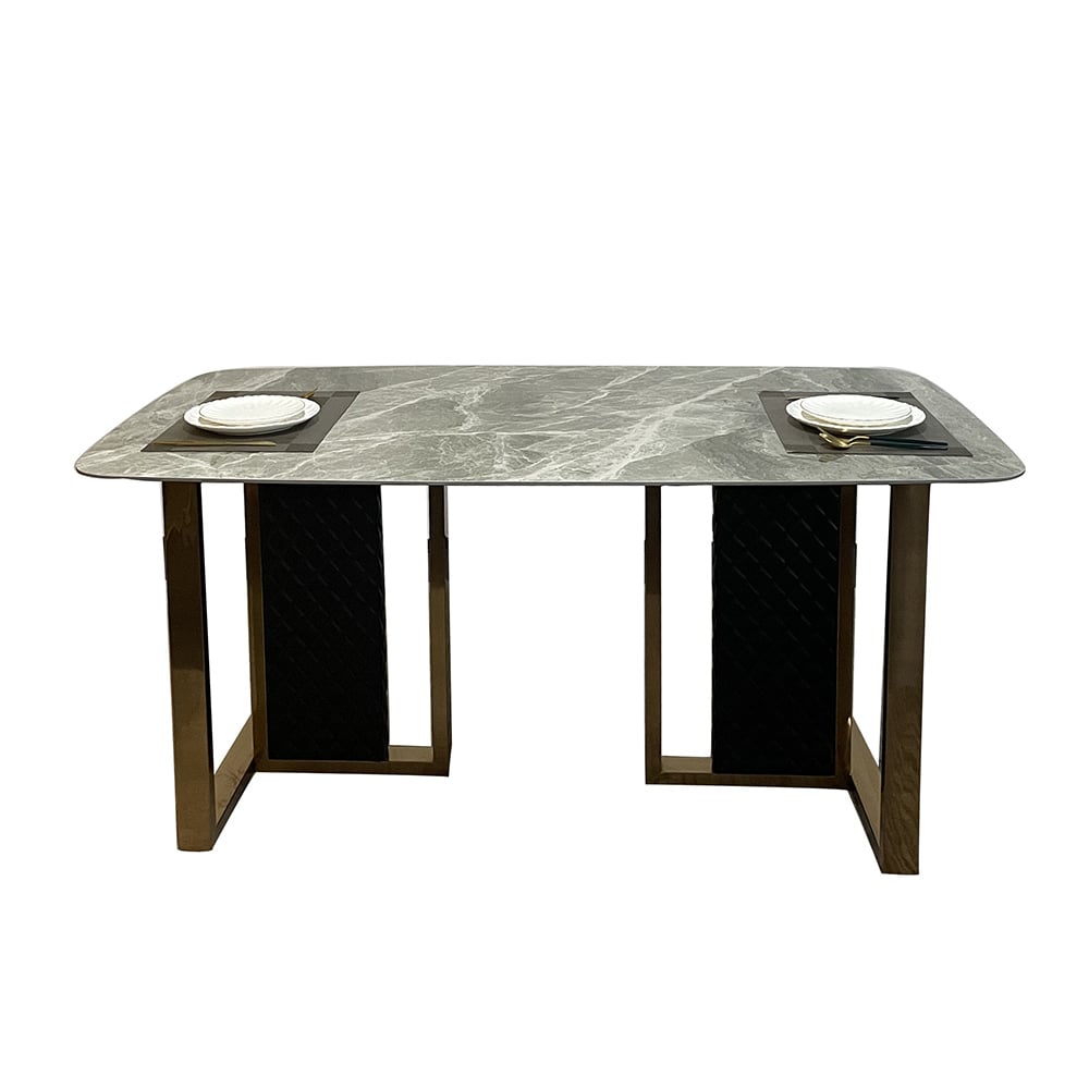 71" Sintered Stone Rectangular Dining Table Carbon Steel Gray for ...