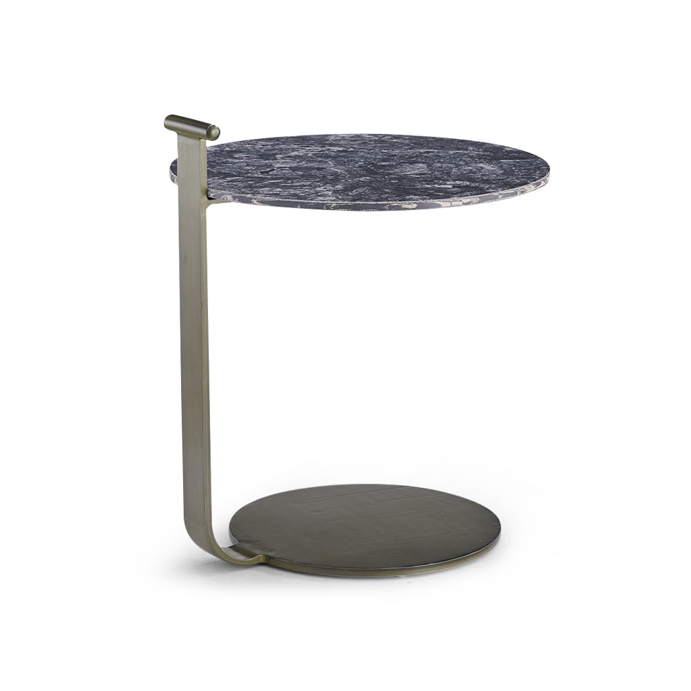 C-Shaped Marble-Top Stainless Steel Side Table End Table window image