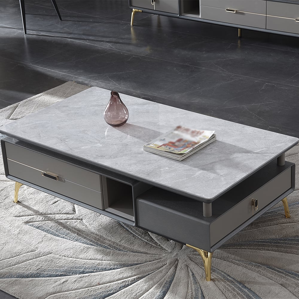 Post-modern Rectangular Coffee Table & TV Console & Side Cabinet Set of 3 window image