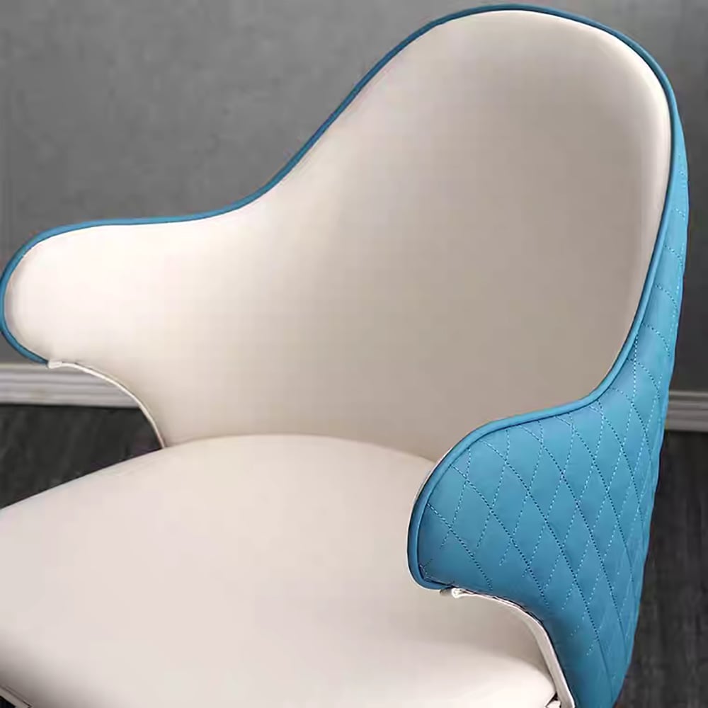 Mid-Century Microfiber Leather Dining Chair Upholstered in Blue window image