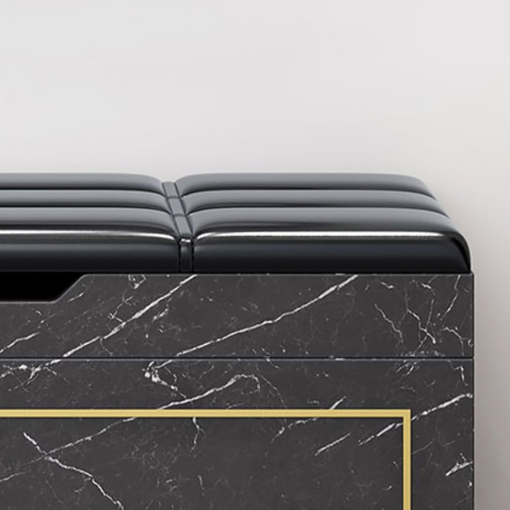 Modern Entryway Bench Shoe Storage PVC Leather Upholstered Bench window image