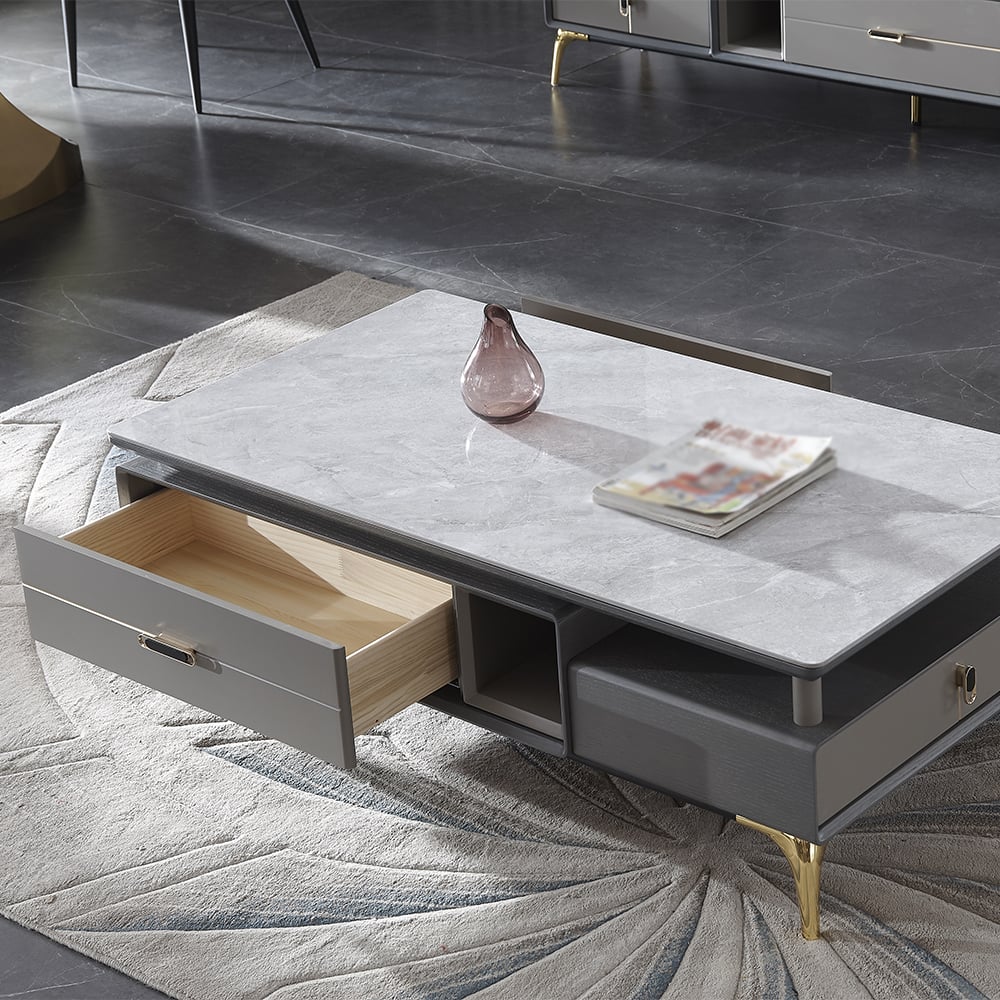 Post-modern Rectangular Coffee Table & TV Console & Side Cabinet Set of 3 window image