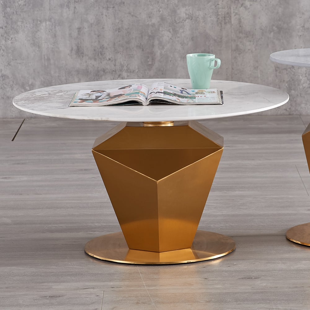 Modern Sintered Stone Bunching Coffee Table with Stainless Steel Base window image