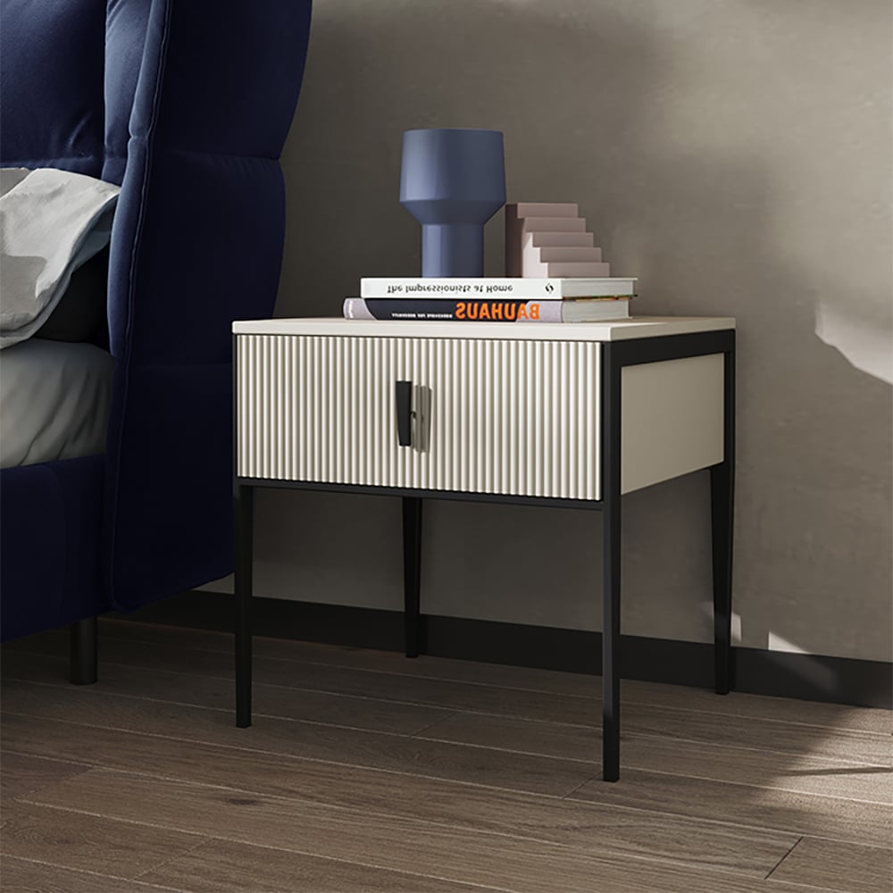 Modern Minimalist Bedside Table with 1 Drawer Nightstand window image
