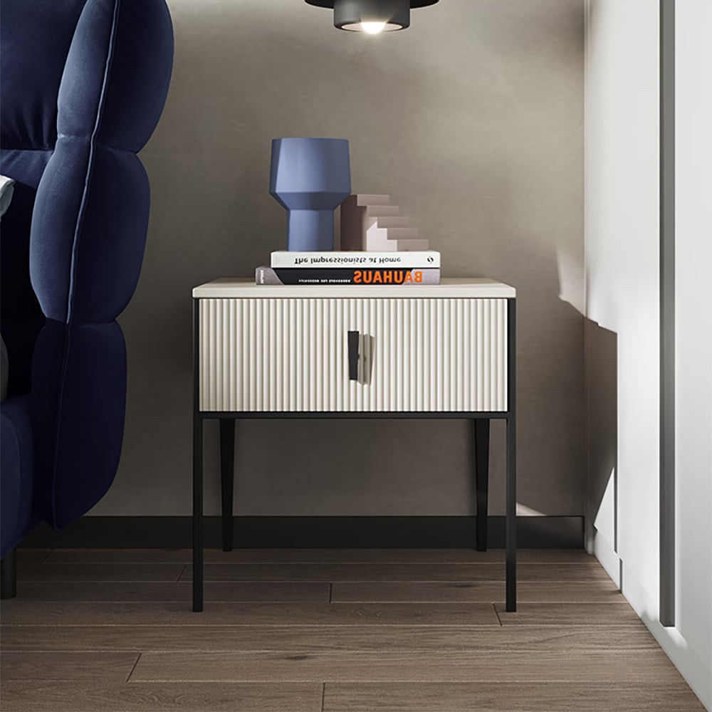 Modern Minimalist Bedside Table with 1 Drawer Nightstand window image