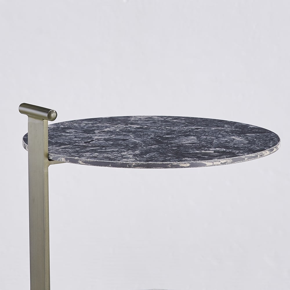 C-Shaped Marble-Top Stainless Steel Side Table End Table window image