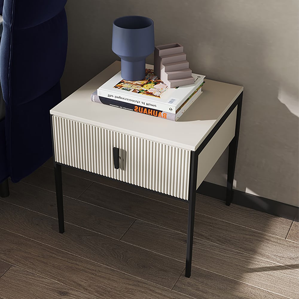 Modern Minimalist Bedside Table with 1 Drawer Nightstand window image