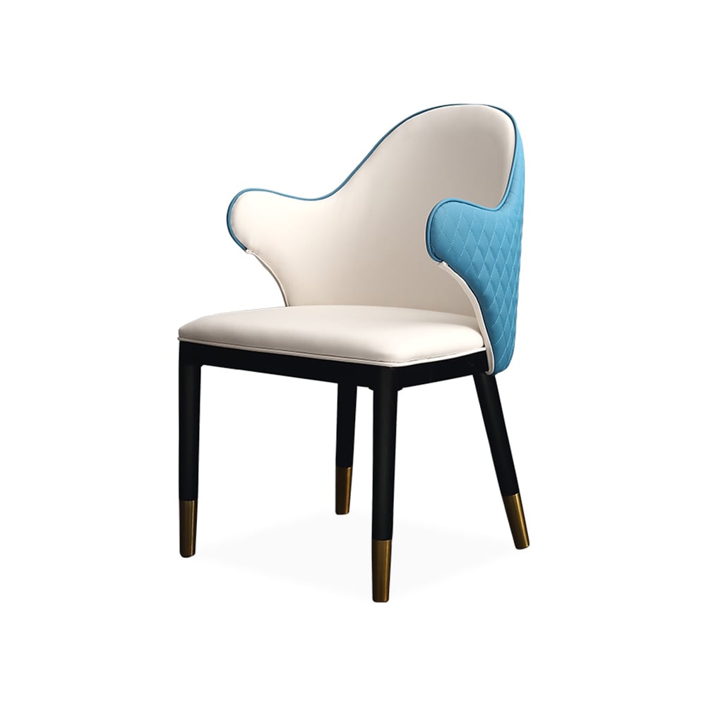 Mid-Century Microfiber Leather Dining Chair Upholstered in Blue window image