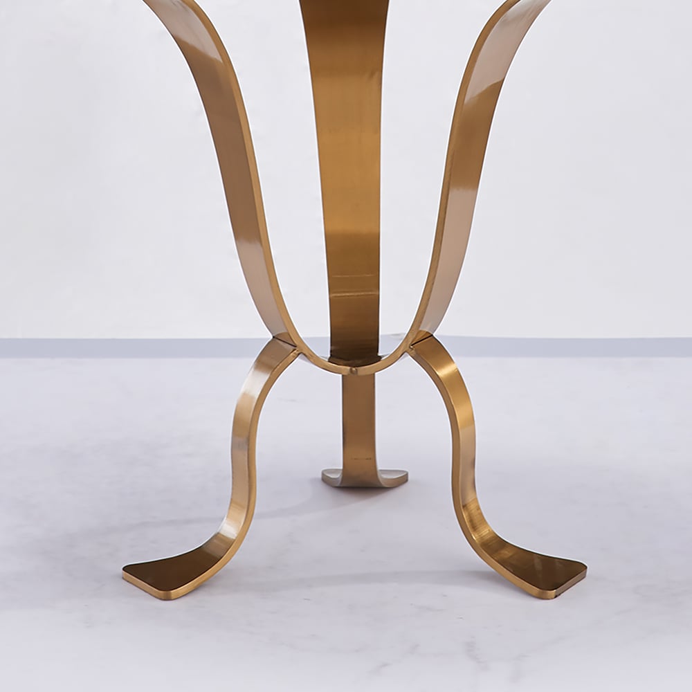 Modern Gold End Table Stainless Steel Side Table Sintered Stone Round Tabletop window image