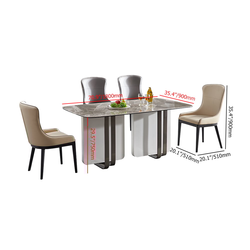 63" Modern Rectangular Sintered Stone Top Dining Table with 4 Chairs Set window image