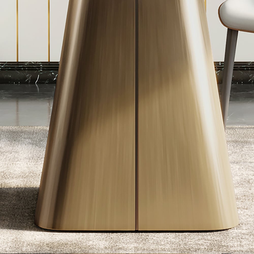 5-Piece Square Sintered Stone-Top Pedestal Dining Table with 4 PU Leather Dining Chair window image
