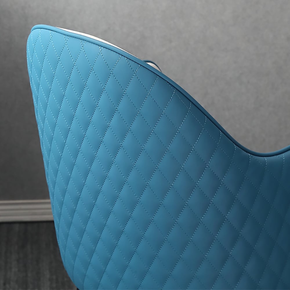 Mid-Century Microfiber Leather Dining Chair Upholstered in Blue window image