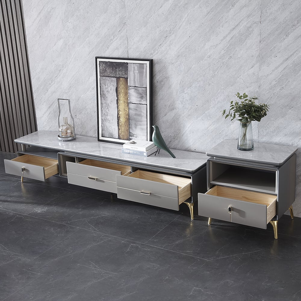 Post-modern Rectangular Coffee Table & TV Console & Side Cabinet Set of 3 window image