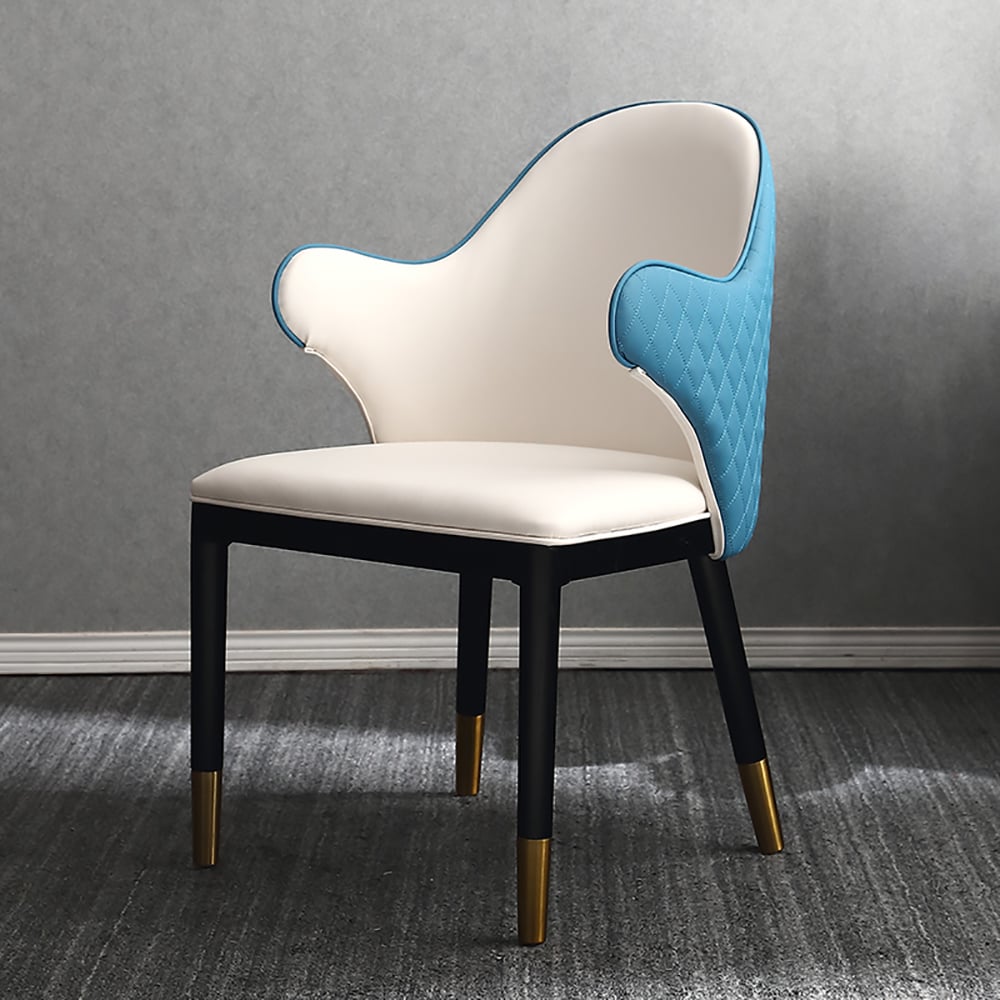 Mid-Century Microfiber Leather Dining Chair Upholstered in Blue window image