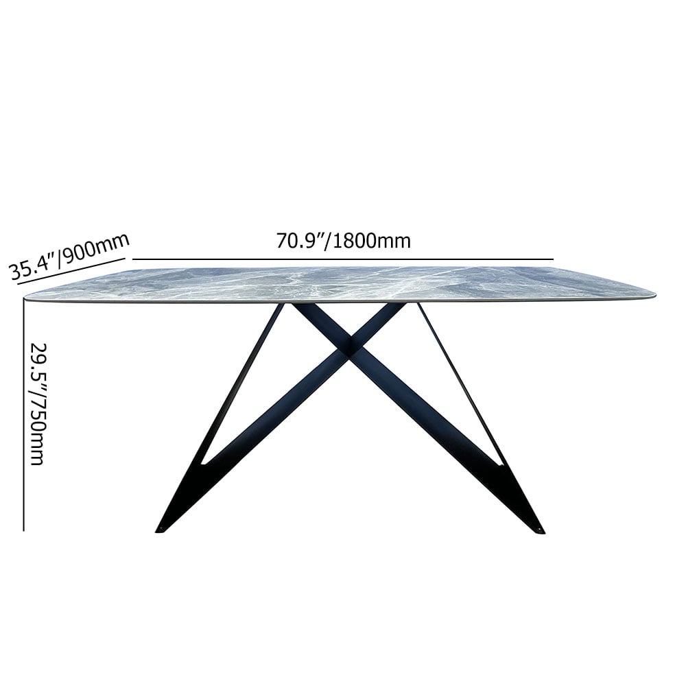 Modern Rectangle Sintered Stone-Top Dining Table with X-Shaped Pedestal Base window image
