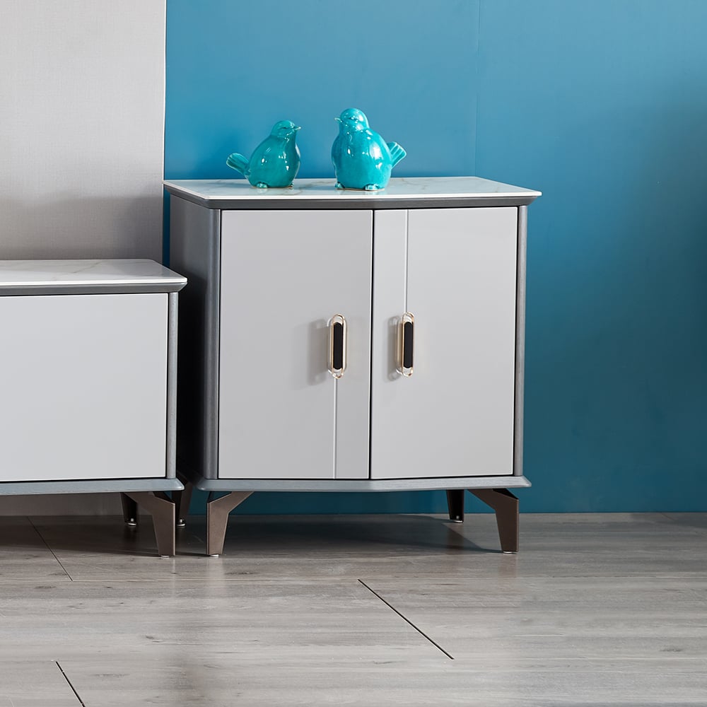 Modern Rectangular Side Cabinet with 2 Doors Shelf Accent Cabinet window image