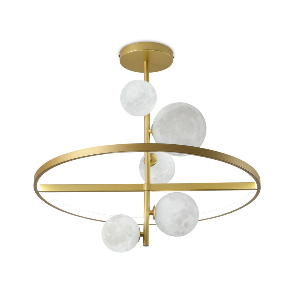 Modern Chandelier Metal LED Ceiling Light with Moon Shade window image