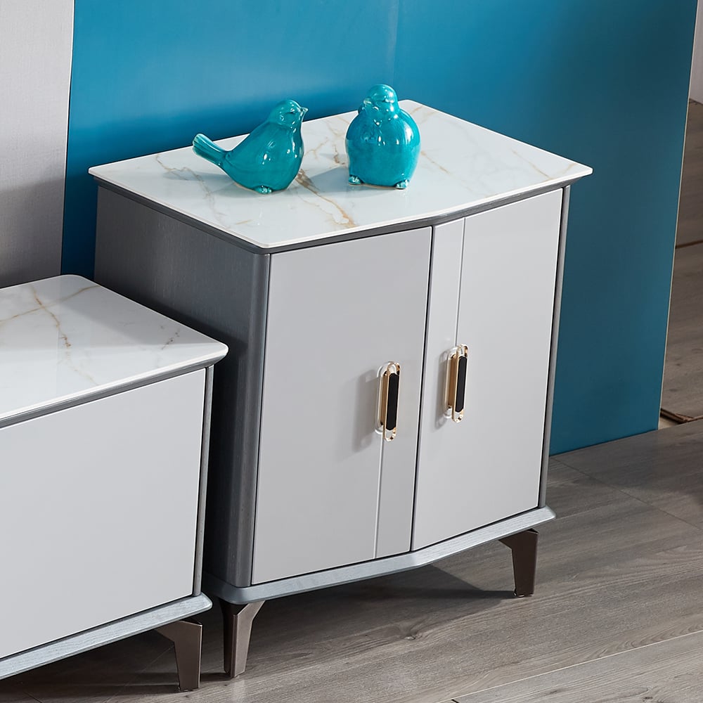 Modern Rectangular Side Cabinet with 2 Doors Shelf Accent Cabinet window image