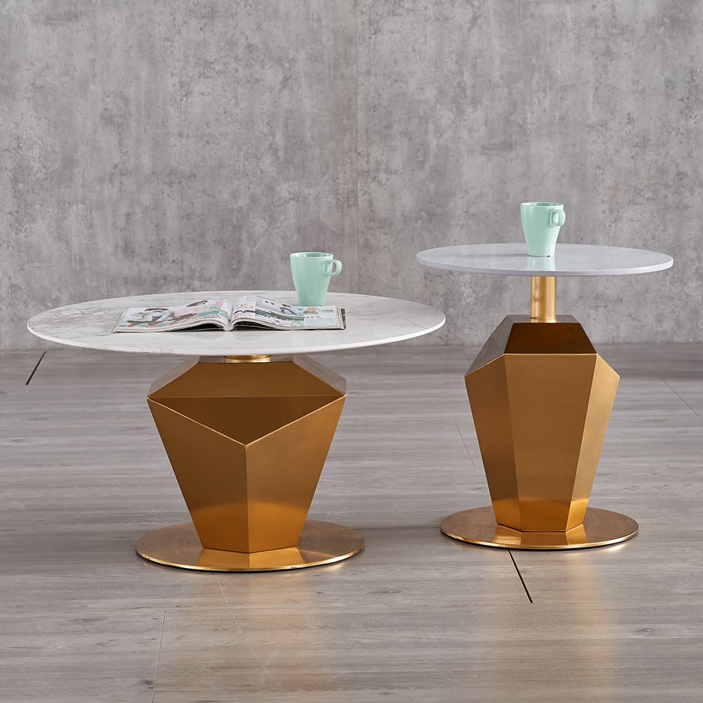 Modern Sintered Stone Bunching Coffee Table with Stainless Steel Base window image