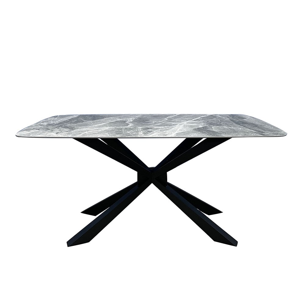 70.9" Modern Sintered Stone Gray Dining Table with Carbon Steel Legs｜Homary
