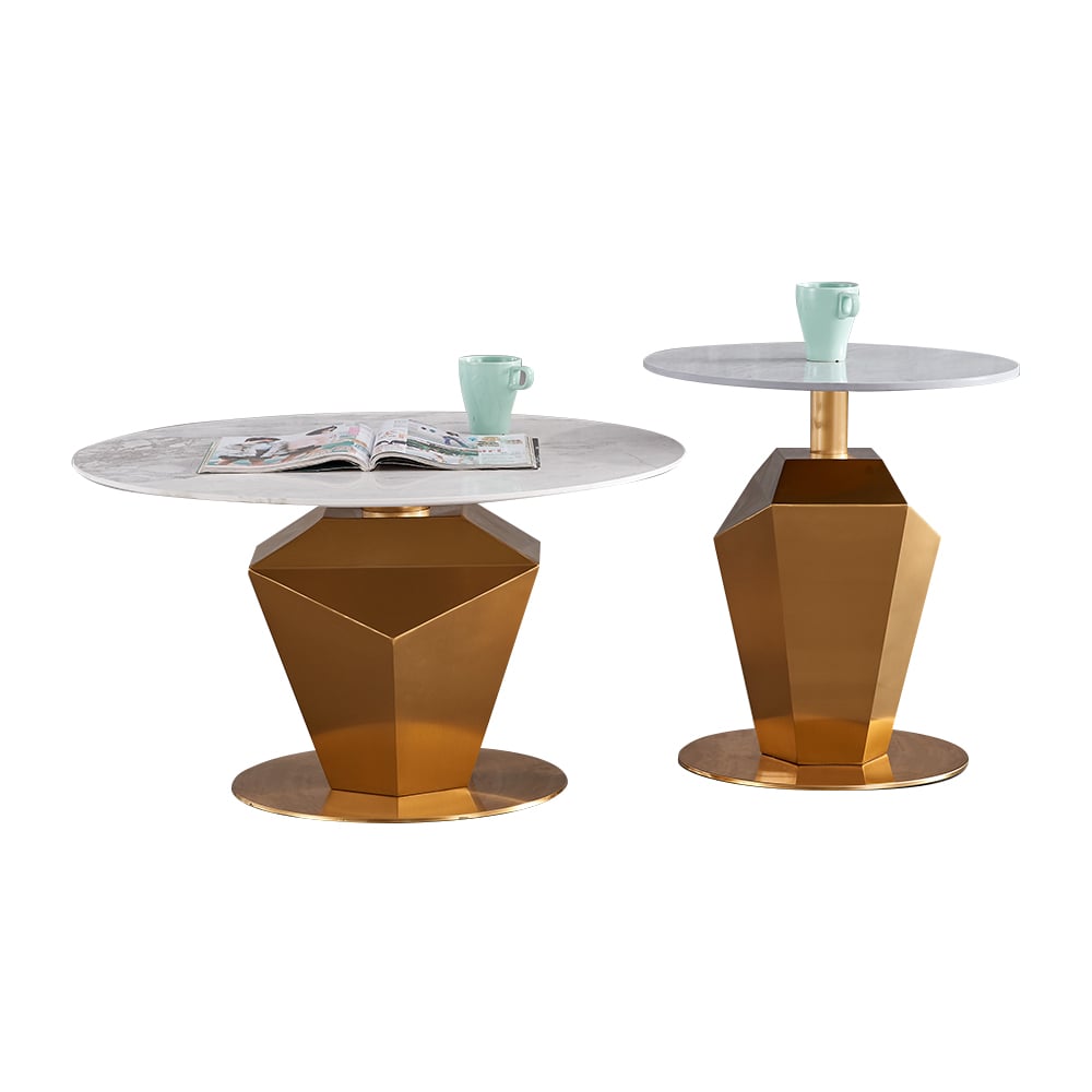 Modern Sintered Stone Bunching Coffee Table with Stainless Steel Base window image