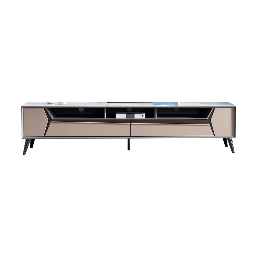 Modern Rectangular TV Console with Drawers & Shelves TV Stand window image