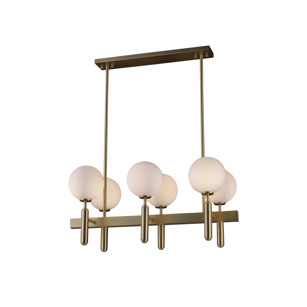 Modern 10-Light Linear Kitchen Island Light with Double Row White Globe Shaped Lamps window image