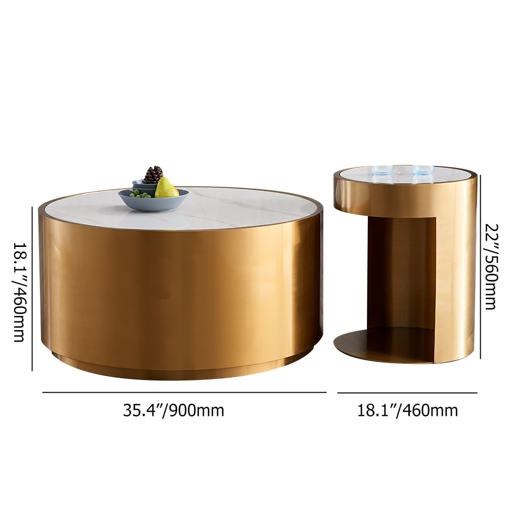 Modern Sintered Stone Nesting Coffee Table with Stainless Steel Base window image