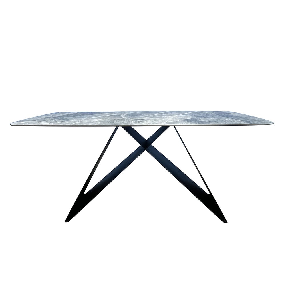 Modern Rectangle Sintered Stone-Top Dining Table with X-Shaped Pedestal Base window image