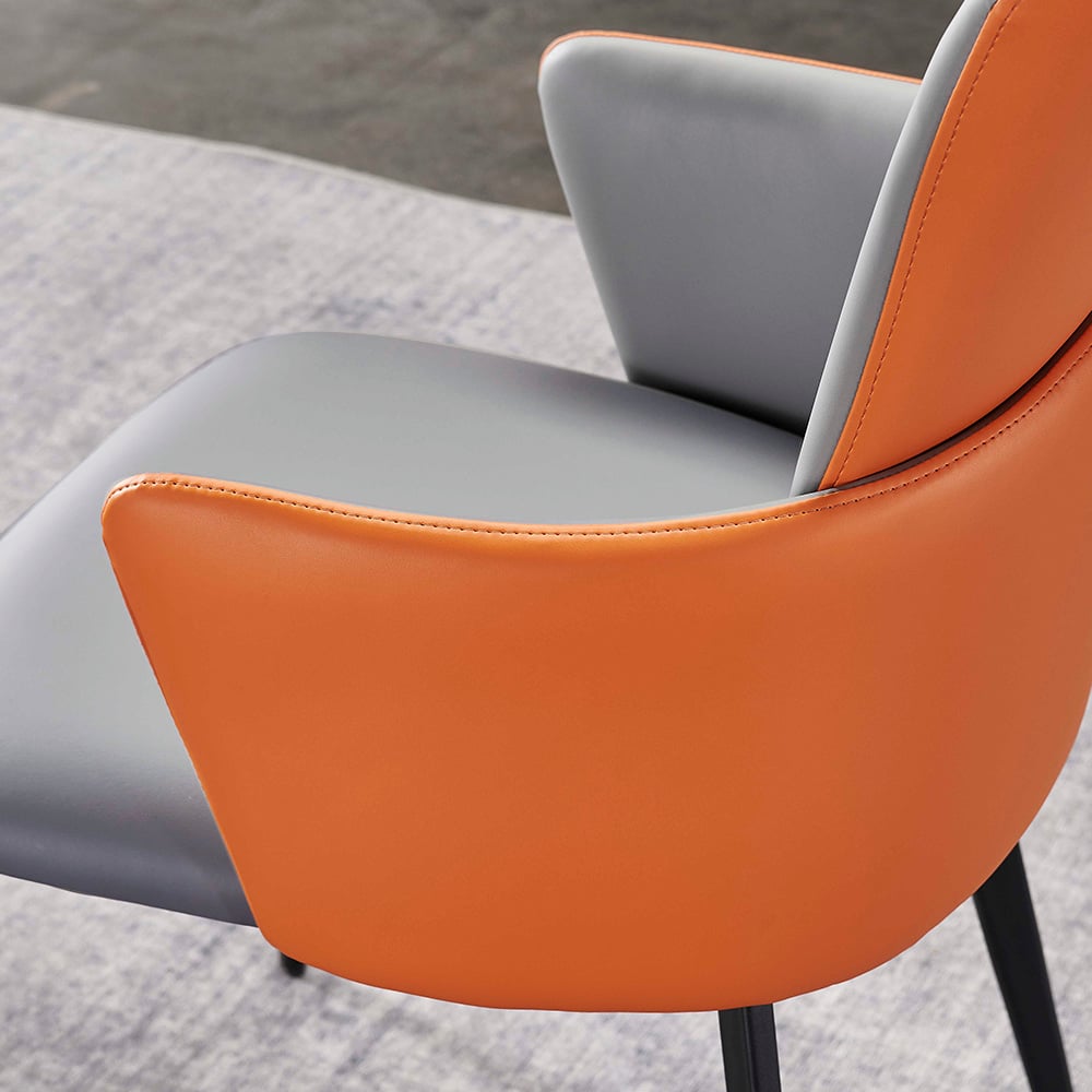 Deep Grey Faux Leather Upholstered Dining Chair with Metal Legs 2-Piece Set window image