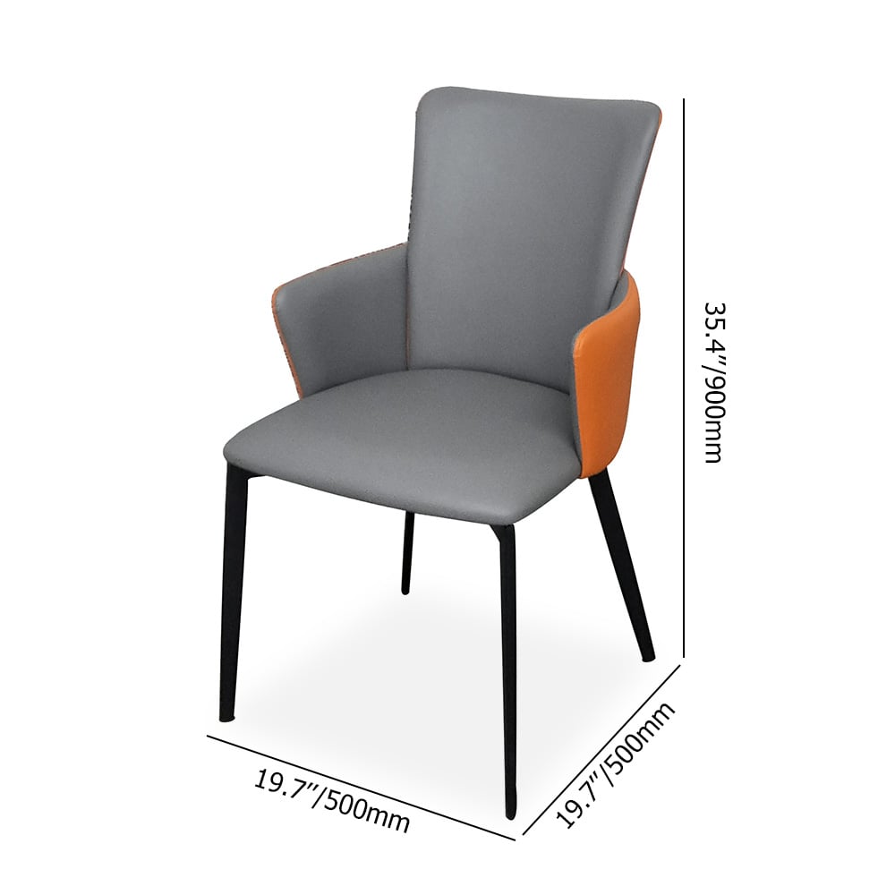 Deep Grey Faux Leather Upholstered Dining Chair with Metal Legs 2-Piece Set window image