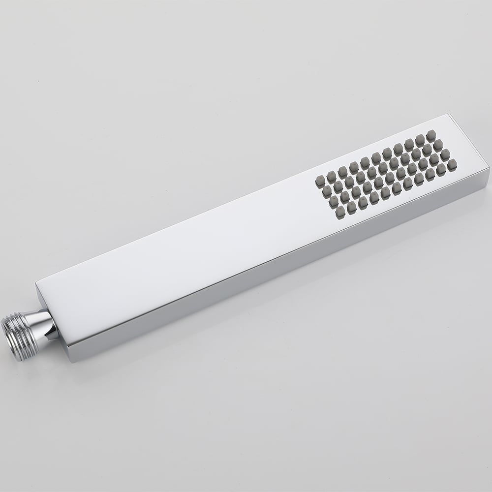 Modern Deck Mounted 3-Handle Roman Tub Faucet with Sprayer in Polished Chrome window image