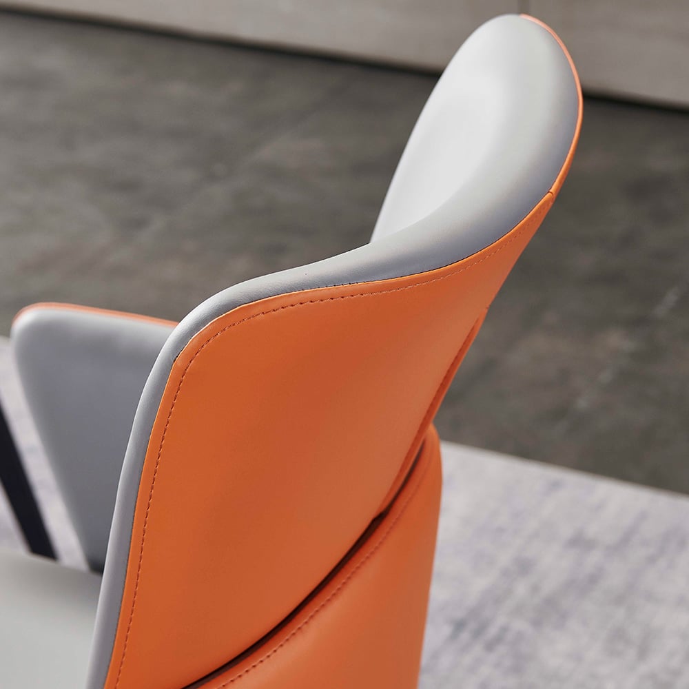 Deep Grey Faux Leather Upholstered Dining Chair with Metal Legs 2-Piece Set window image