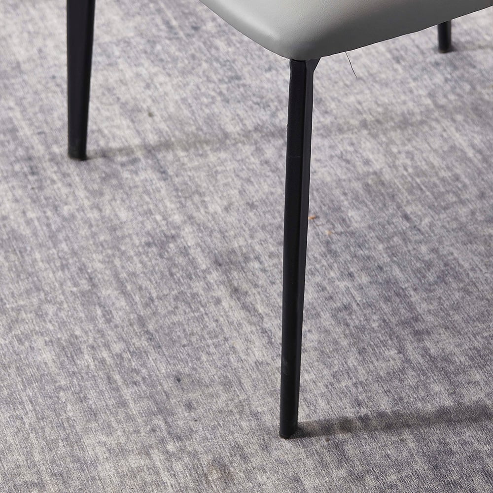 Deep Grey Faux Leather Upholstered Dining Chair with Metal Legs 2-Piece Set window image