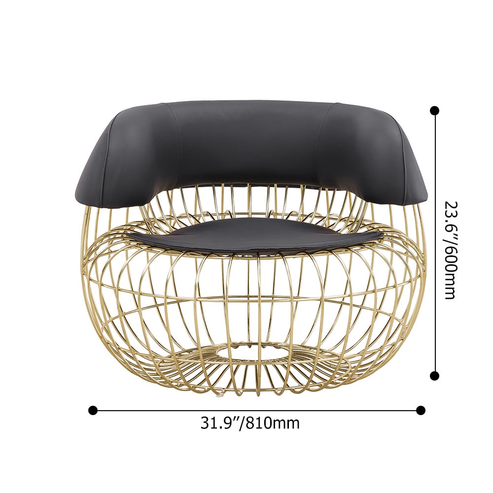 Postmodern Black PU Leather Accent Chair with Gold Nest-Shape Frame window image