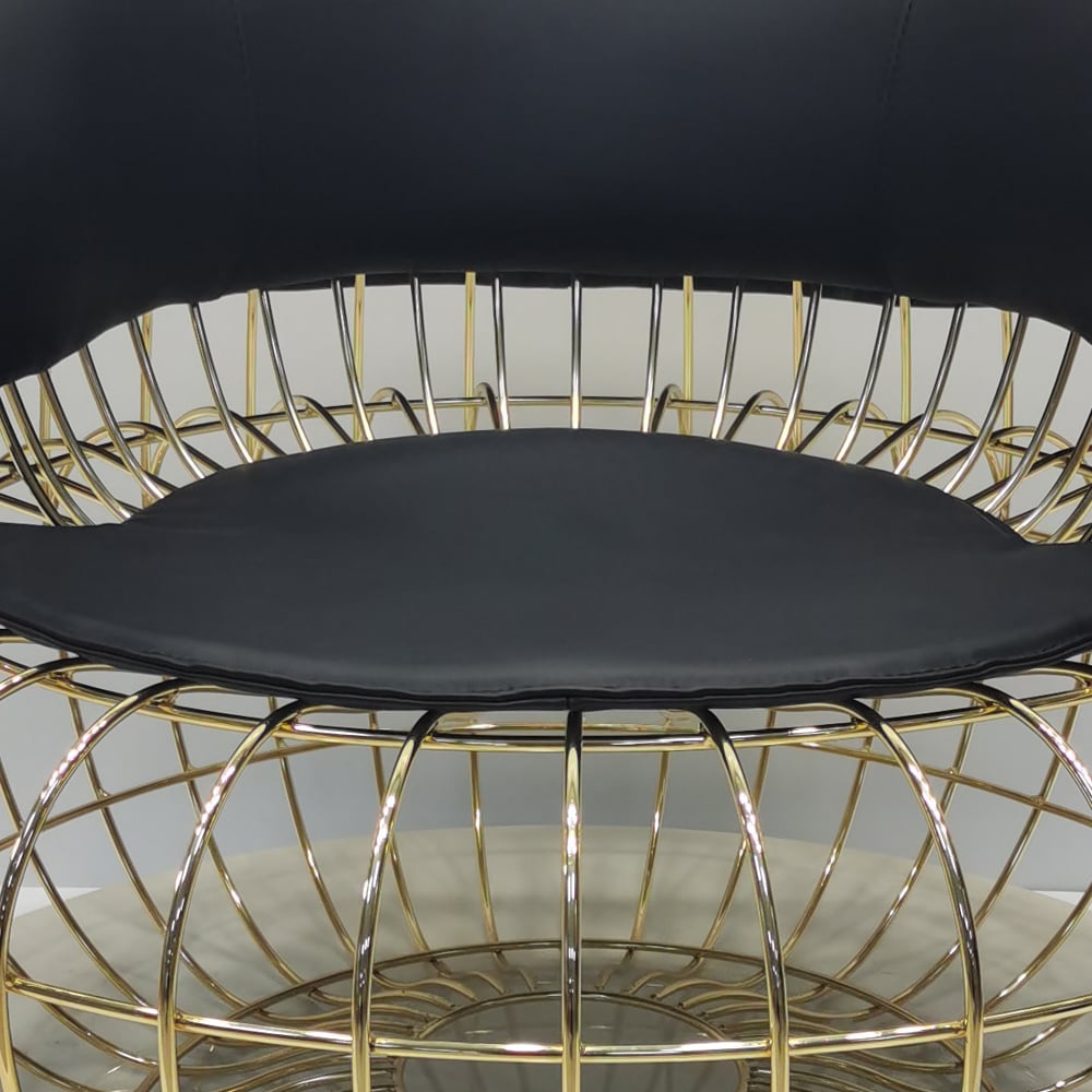 Postmodern Black PU Leather Accent Chair with Gold Nest-Shape Frame window image