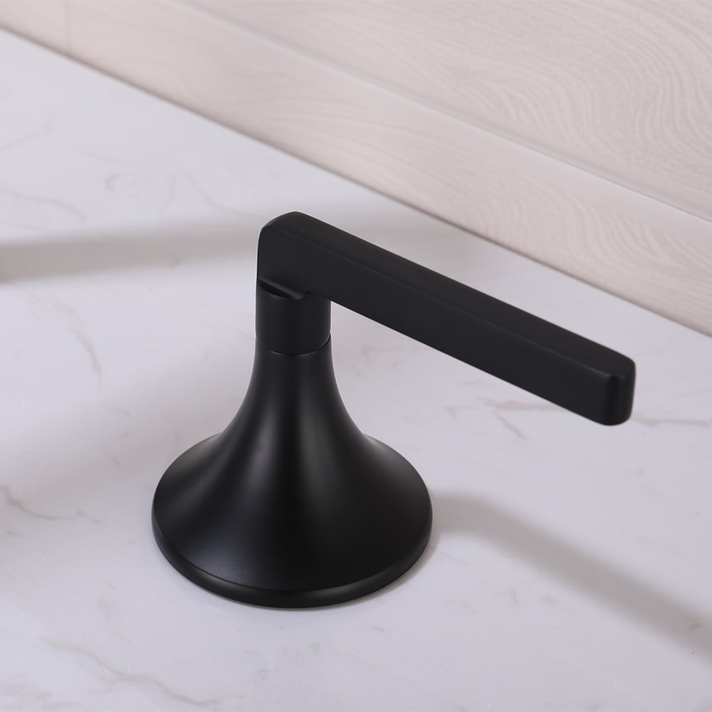 Aerated Spout Widespread Bathroom Sink Faucet Stainless Steel window image