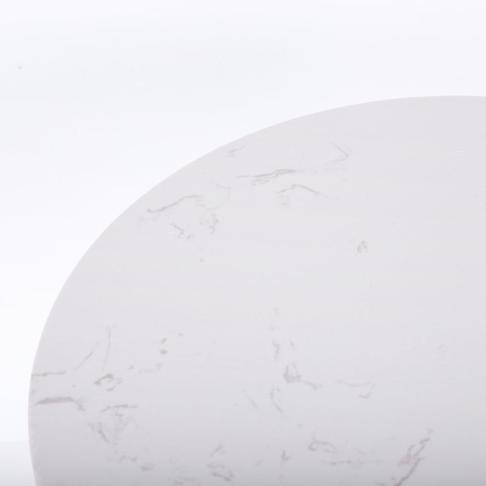 White Round End Table Modern Marble Top Side Table window image